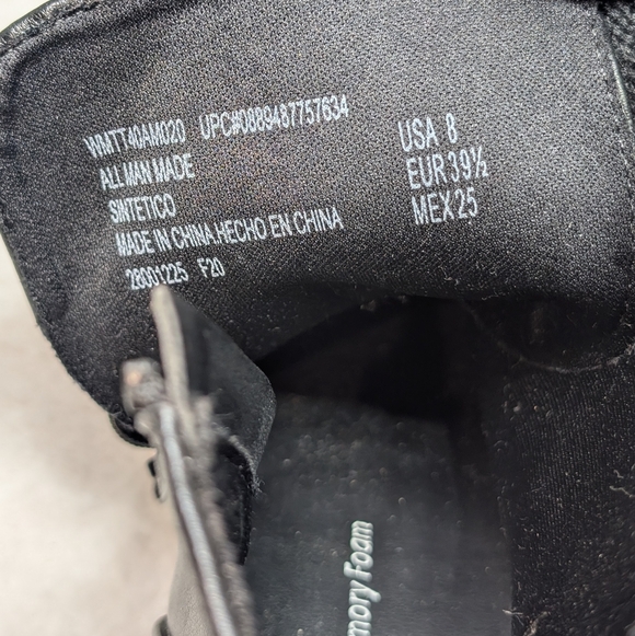 Time and Tru Women's 8 Black Lace-Up Zipper Boots Moto Combat Goth Biker - Picture 8 of 9